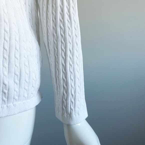 Tommy Hilfiger White Cable Knit Pullover Sweater V neck  size XL - Picture 3 of 8